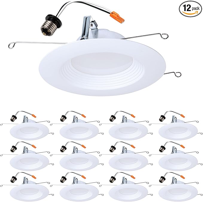 HALO LTE 5/6 Inch Indoor/Outdoor Recessed LED Trim Can Light, 3000K - Contractor Value Pack (12-Pack) - LTE566930-12PK