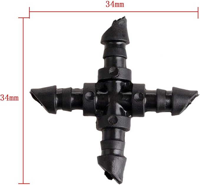 Mtsooning 50PCS Irrigation Cross Connectors for 4/7mm Hose,Barbed Tubing Fittings Kit 4-Way Coupling for Drip Sprinkler Garden Lawn Systems Systems
