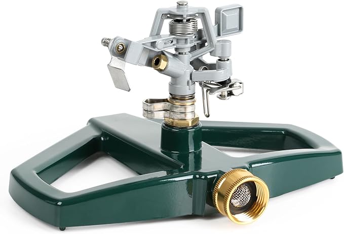 STYDDI Heavy Duty Impact Pulsating Sprinkler for Yard, All Metal Adjustable Rotating Circular Impulse Lawn Sprinkler for Medium to Large Areas, Lawn and Garden, Coverage up to 5,800 Sq. Ft