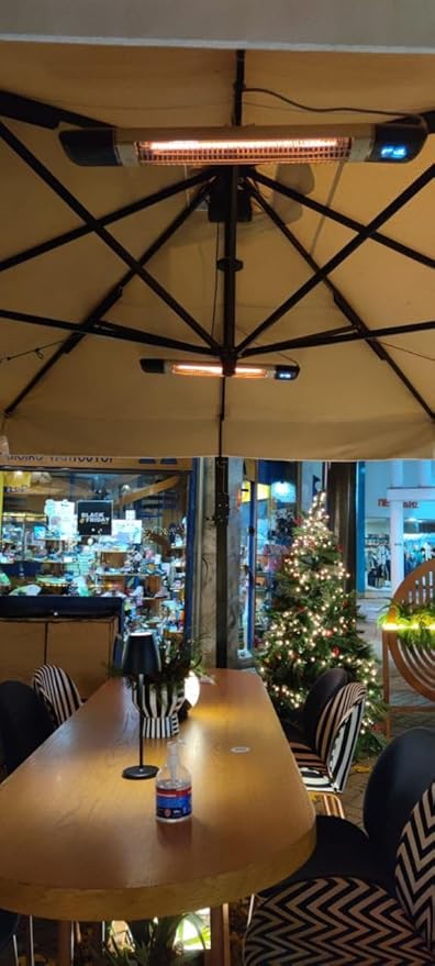 Luxeva Infrared Patio Heater, Carbon Wall Mounted Heater 300/1500W, 6 Heat Modes Outdoor Heater, IP55 Waterproof, Instant Heat in 3 Seconds, Remote Control (BLACK)