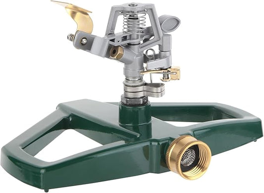 Metal Sprinklers for Yard Heavy Duty Zinc Alloy Pulsating Impact Sprinkler, Adjustable Rainbird Sprinkler Head with Metal Base, Sprinkler System for Lawn Yard Large Area Garden