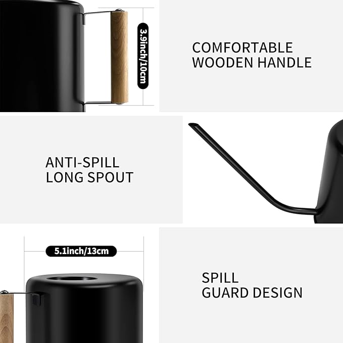 1.5 Liter Black Watering Can for Indoor Plants, House Plants, Flower Watering, Outdoor Plants - Small Metal Watering Can with Long Spout