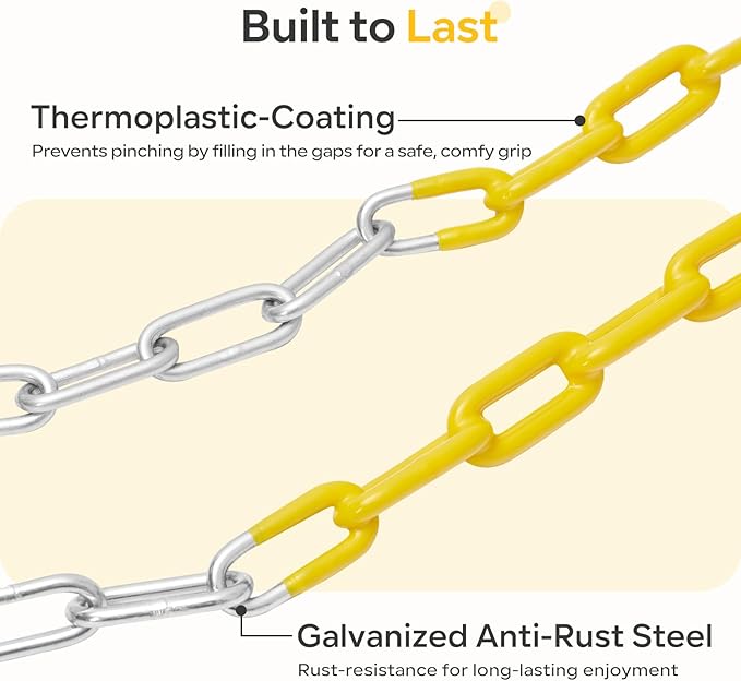 Decorlife Outdoor Swings Seats with 66" Rust-Resistant Heavy Duty Chain, Playground Swing Set Accessories Replacement Anti-Slip Seats, Backyard Swing Support 330lb for Kids or Adults (Green)