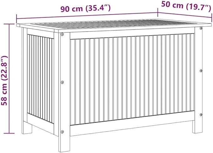 vidaXL Wooden Deck Box - Outdoor Teak Storage Chest, Ideal for Patio Furniture Cushions, Pool Accessories, Garden Tools - Water-Resistant Bag Inside - 35.4''x19.7''x22.8'', Solid Acacia Wood