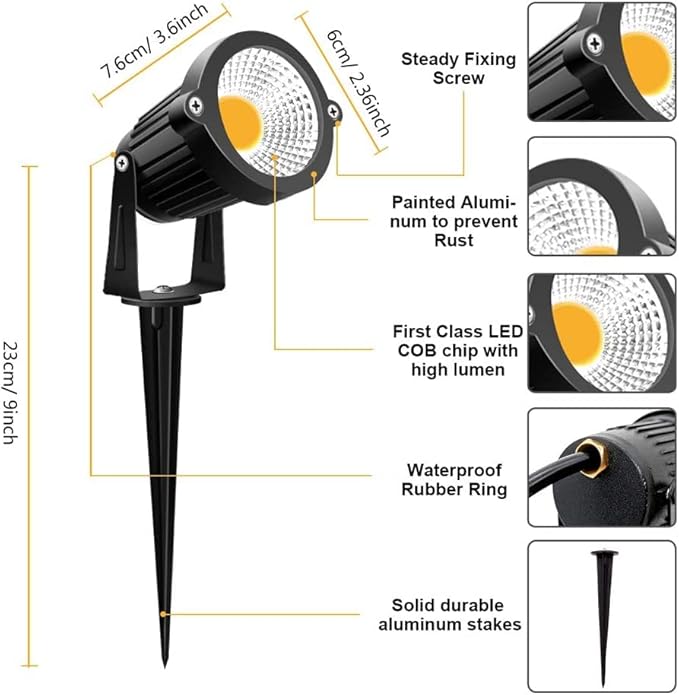 ZUCKEO 5W Low Voltage Landscape Lights LED Landscape Lighting Outdoor Pathway Lights With Connectors, Waterproof Aluminum Warm White Spotlights For Garden Yard Lawn Deck Driveway Floor Lighting(2pack)