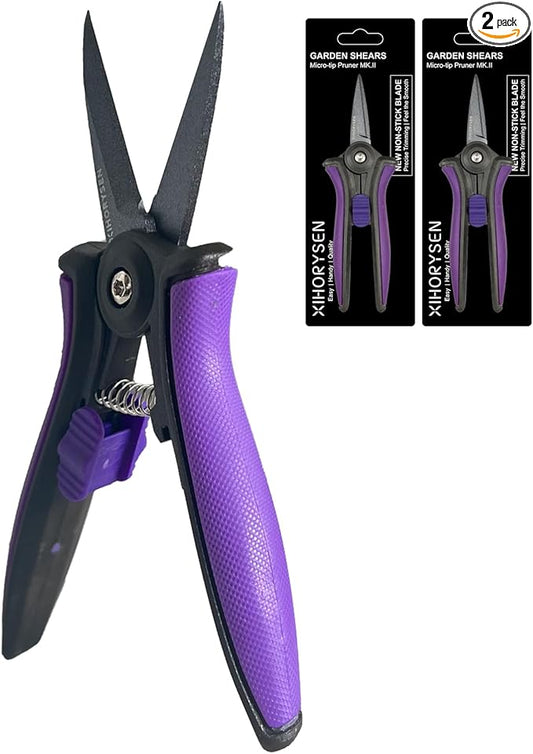 Non-stick Resin Resist Blade Micro-Tip Garden Snips 6" Fluorine Coating Garden Scissors Pruning Shear Precision Bud Trimming Hand Pruner Leaf Stem Sharp Snips Effort-saving 2 PACK