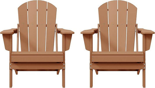 Westin Outdoors Laguna WO Home Furniture Adirondack Chair 2 PCS Set Outdoor Folding Patio Chair for Bon Fire Pit Garden Lawn Backyard Lounging Relaxing (Teak)