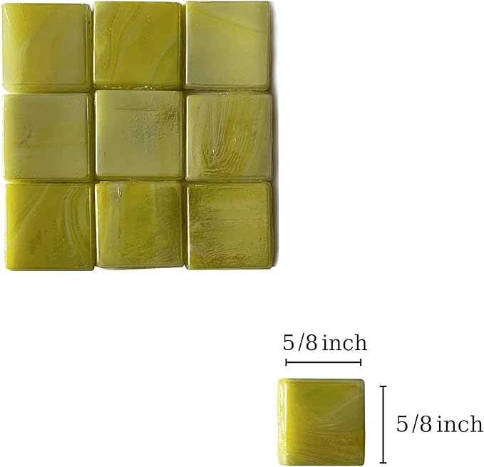 SMEIINIK 1.1lb/500g Square Mosaic Tiles for Crafts Bulk,Glass Tiles for Art Mosaic Projects, Iridescent Stained Glass Pieces for Mosaic Works (CWJ902-11)