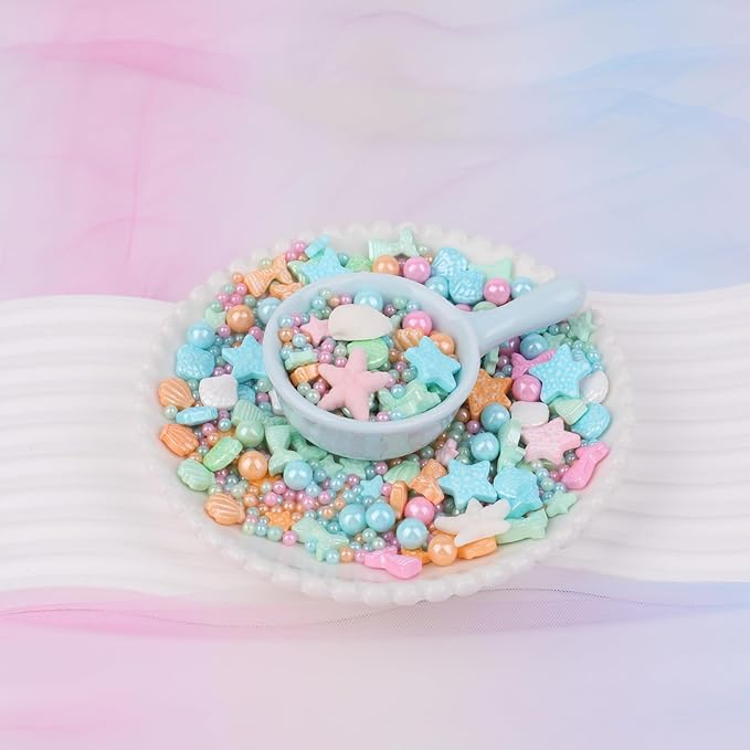 Mermaid Sprinkle, Pastel Sugar Edible for Cake Decorating, Mix Starfish, Shells, Fishes, Beaches and Ocean themes for Baking, Ice Cream, Cookies, Cupcake Topping