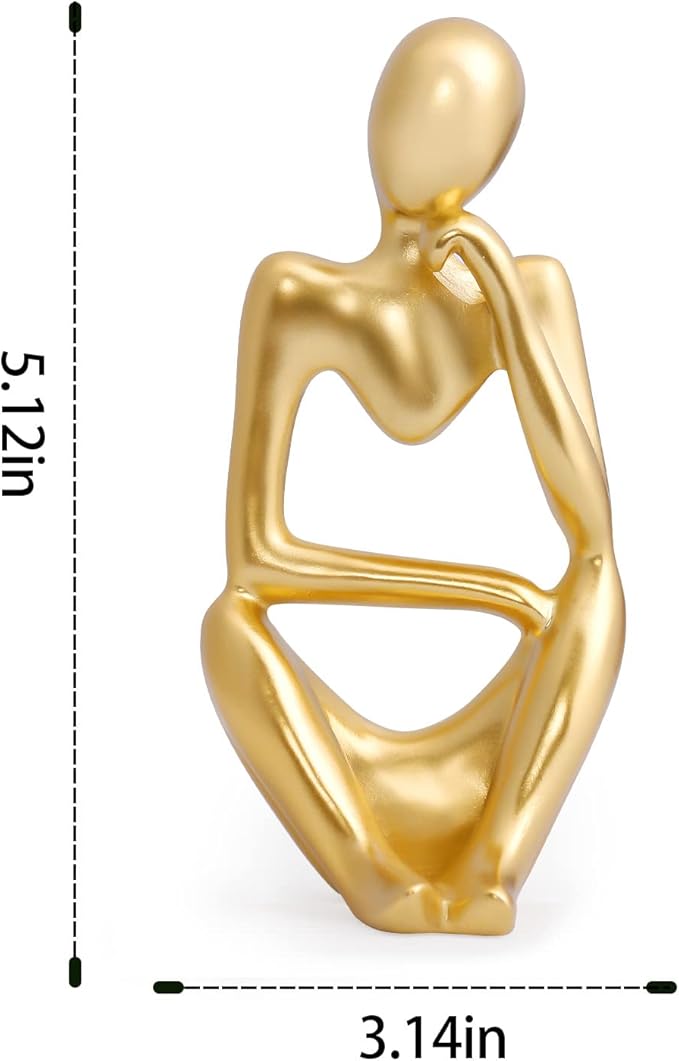 INNOLITES Resin Statue Thinker Style Decoration Abstract Sculptures Collectible Figurines for Home Decor Modern Office Shelf Desktop（Gold-Right