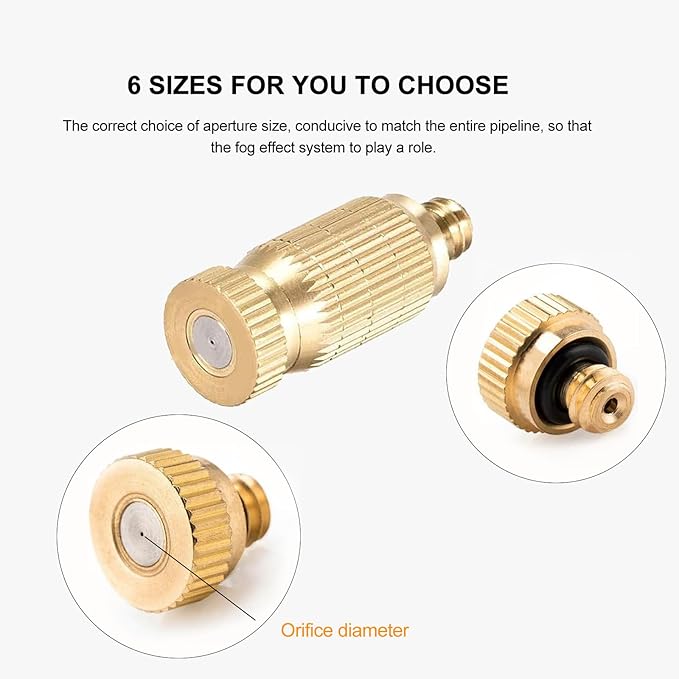 20pcs High Pressure Atomizer Nozzle Brass Misting Nozzles for Outdoor Cooling System, Landscaping, Greenhouse Irrigation, Air Humidification, Anti-Drip Fogging Spray Head(0.004"/0.1mm)