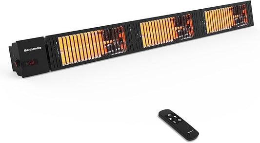 ThermoMate Infrared Outdoor Patio Heater, 4500W Carbon Fiber Heating for Porch, Deck, Garage with Remote 24 Hours Timer, Hard Wired 240V