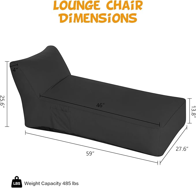 Modern-Depo Outdoor Chaise Lounge Chair, Sunbed UV Resistant Sofa Couch Patio Furniture Waterproof Outside Sunlounge Reclining Sunbathing Bed Comfy Single Chaise Daybed for Garden, Pool, Beach, Black