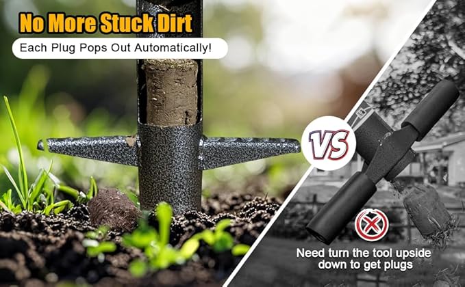 Bulb Planter Tool - 34" Long Handle Sod Plugger Lawn Digger,Auto Plug Eject,Heavy Duty Yard Garden Plant Hole Pluggers for Grass,Tulip Flower ,Soil Transplant Plugging,Turf Repair Transplanting