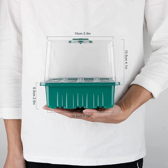 Seed Starter Tray with Grow Light, Plant Germination Starter Kit Seed Starter kit with Humidity Dome and Base for Greenhouse Grow Wheatgrass Hydroponic (Timed Seedling Tray)