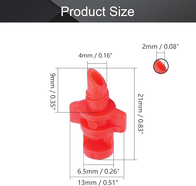 MroMax 20Pcs Misting Sprayer 360 Degree 4x9 Intubation Hole Nozzle Jet Mister Cloning Machine Hydroponic for Water Garden Flower Grass Red