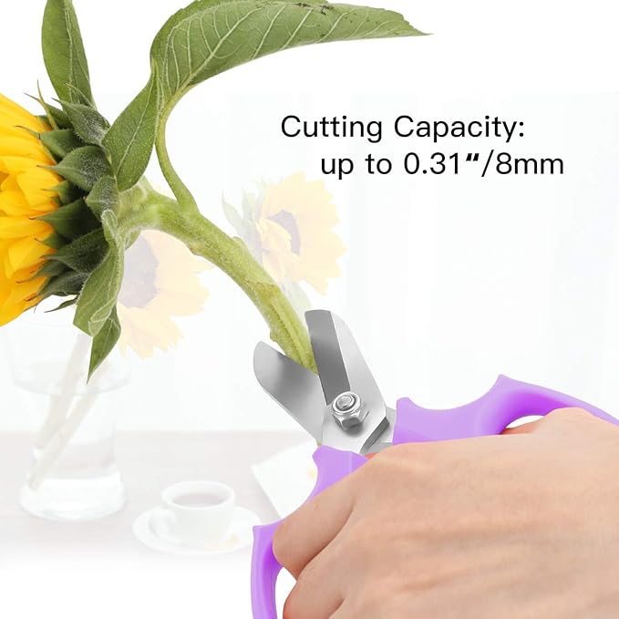 Flower Scissors, Strong Floral Shears, Premium Steel Garden Pruning Shears Floral Fruits Leaf Scissors Hand Pruner Snip Trimming Tool for Gardening Flower Arrangement, Purple