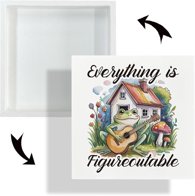 Inspirational Desk Signs, Rustic Wooden Box Signs, Motivation Wood Plaque for Office Cubicle Workplace Decor, Tabletop Decors, Everything is Figureoutable Sign 5×5×1.2inches