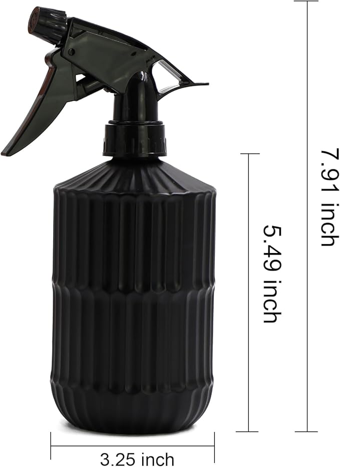 OFFIDIX Glass Spray Bottle, Pressure Watering Can, Indoor Plant Mister, Adjustable Nozzle Watering Glass 0.45L/15.22oz Spray Bottle for Garden Plants Cleaning Solutions (Black)