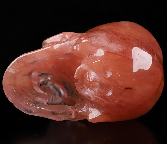 Skullis 5.0" Smelted Quartz Super Realistic Crystal Carved Crystal Skull. Hand Carved Gemstone Fine Art Sculpture.2240 Z8