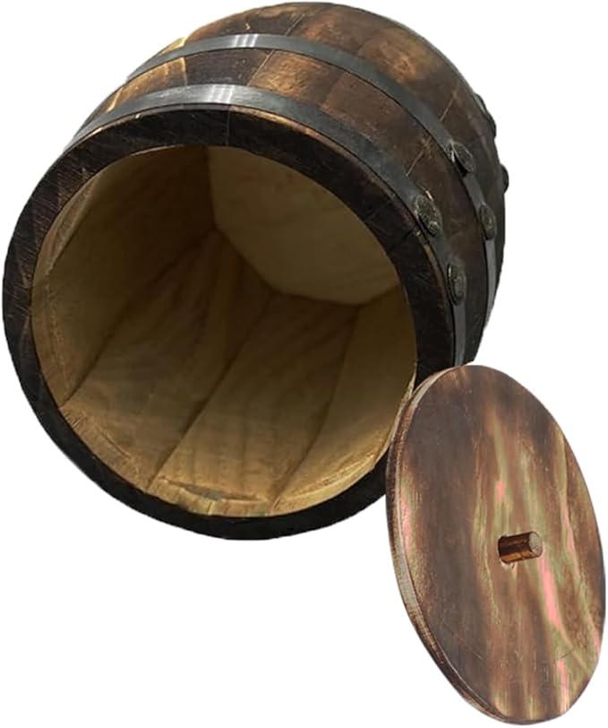 2 Pcs Wood Wine Barrel Vase 8" x 6.5" – Vintage Flower Vase Container Rustic Barrel Planter for Wedding Reception, Table Decoration, Home Indoor/Outdoor Garden, Kitchen, Party