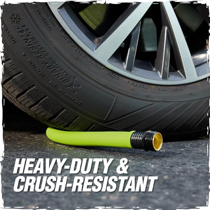 Rugged Rhino Heavy Duty Flexible Light Weight Garden Hose, 25ft x 5/8in, 4 Layer Leakproof Outdoor Gardening Tools, Watering Supplies, Powerful Water Pressure for Lawn, Flowers, Green Black