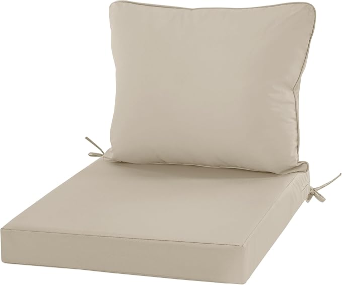 24"x24" Outdoor Cushion for Patio Furniture – Water-Repellent & Fade-Resistant Patio Chair Cushion for Garden, Deck, or Porch – Cream
