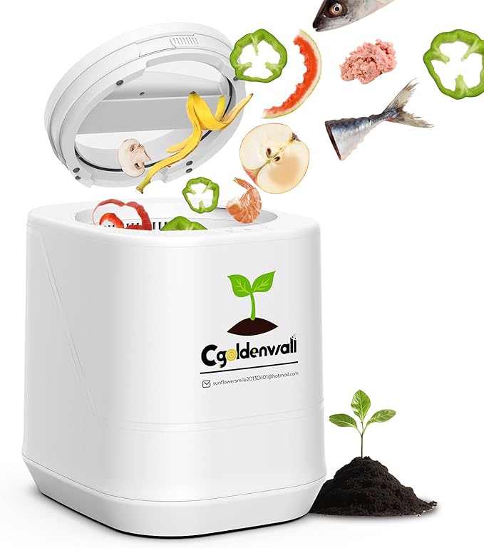 Electric Composter for Kitchen,4.2L Smart Compost Bin with 2 Carbon Filters,Quick Composting Machine Turn Food Waste to Fertilizer,Odorless/Auto-Cleaning/Outdoor&Indoor Countertop Food Waste Compost