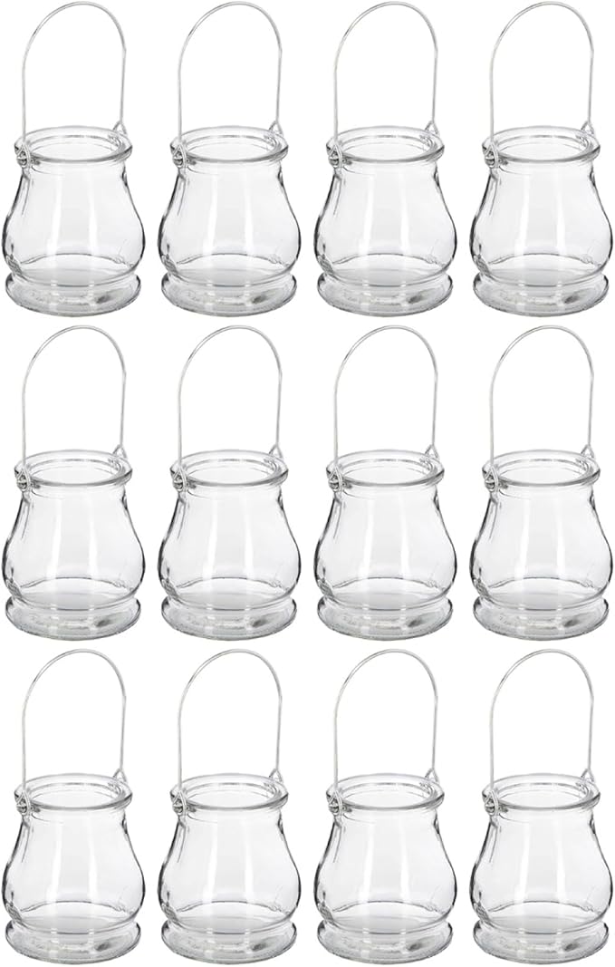 12PCS Hanging Glass Candle Holder: Glass Air Plant Succulent Vase Hanger Plant Terrariums Orbs Air s for Party Wedding Centerpiece