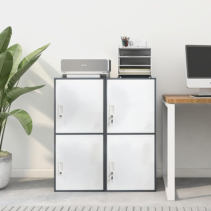 2 Door Vertical Stackable Storage Cabinet with Lock,Anti-Failing Device, Metal Lcoker,Organizer for Office, Home, Gym, School,Employee,Kids. (2D-Grey)