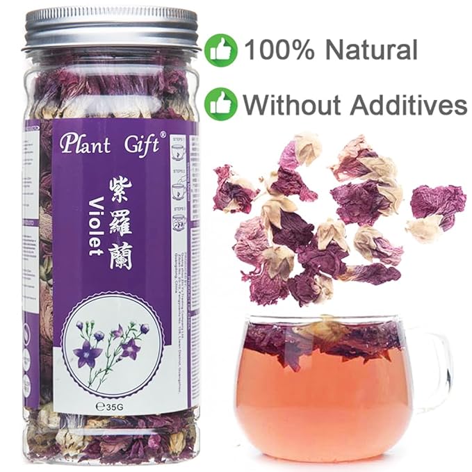 Plant Gift Violet Tea Organic Dried Loose tea, Food Coloring, Blossom Flower, chinese Purple, violet, Clitoria Ternatea 35g/1.23oz