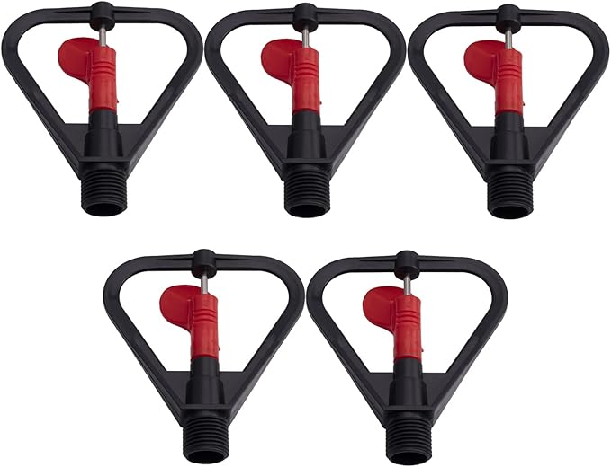 MroMax Butterfly Rotating Sprinkler, 1/2BSPF Thread Plastic Micro Atomizing Nozzle for Garden Irrigation, 5Pcs (Black&Red)