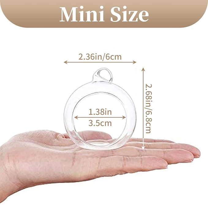 Sziqiqi Hanging Glass Globes Orbs Tea Light Candle Holders fillable with Trinkets for Wedding Ornaments, Wedding Birthday Christmas Party Centerpiece Accessory 2.36inch 100pcs +8 Extra
