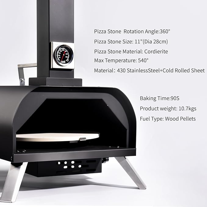 1112 Temp 11-inch Pizza Oven Rotating Pizza Stone 360 ℃ Outdoor Pizza Oven Wood Pizza Oven Outdoor Ovens For The Backyard
