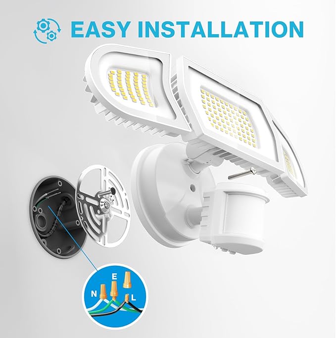 Olafus 100W LED Security Light Motion Sensor Outdoor Light, 2 Pack Motion Flood Light Dusk to Dawn, 9000LM Super Bright 6500K Exterior Motion Detector Floodlight for Garage Yard Porch Eave IP65, White