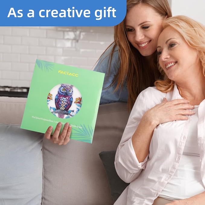 Wind Spinners Outdoor, FACIACC Owl Metal 3D Hanging Garden Decor, 12-inch Stainless Steel Wind Spinner with Tail Spinner, Wind Sculptures for Indoor Patio Lawn Yard, Ornament Gift for Women/Men