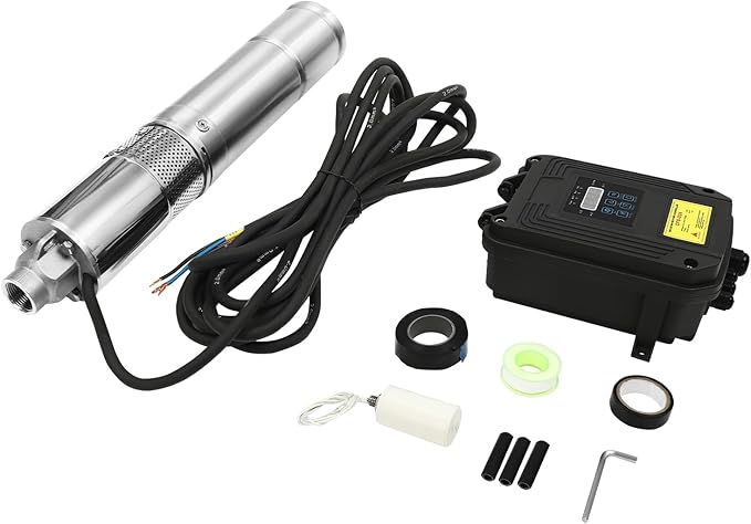 DC 24V 210W Deep Well Submersible Pump,3" Solar Pump w/MPPT Controller,Bore Deep Well Water Pump & Control Box for Industrial,Irrigation & Home Use