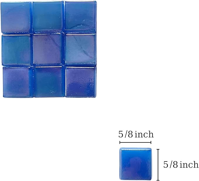 SMEIINIK 500g/1.1lb Bulk Iridescent Color Glass Mosaic Tiles for Crafts,Square Glass Mosaic Pieces for Mosaic Works,Mosaic Material (WJ17-18)