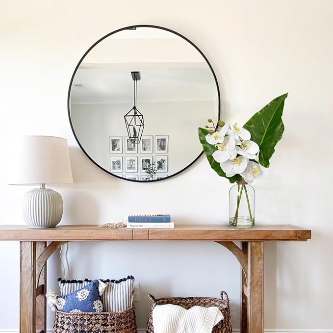 Fake Plant and Faux Orchids in Glass Vase, 15.4" Realistic Faux Tropical Plants Artificial Orchids with Fake Water for Home Farmhouse Office Centerpiece Bathroom Kitchen Counter Décor