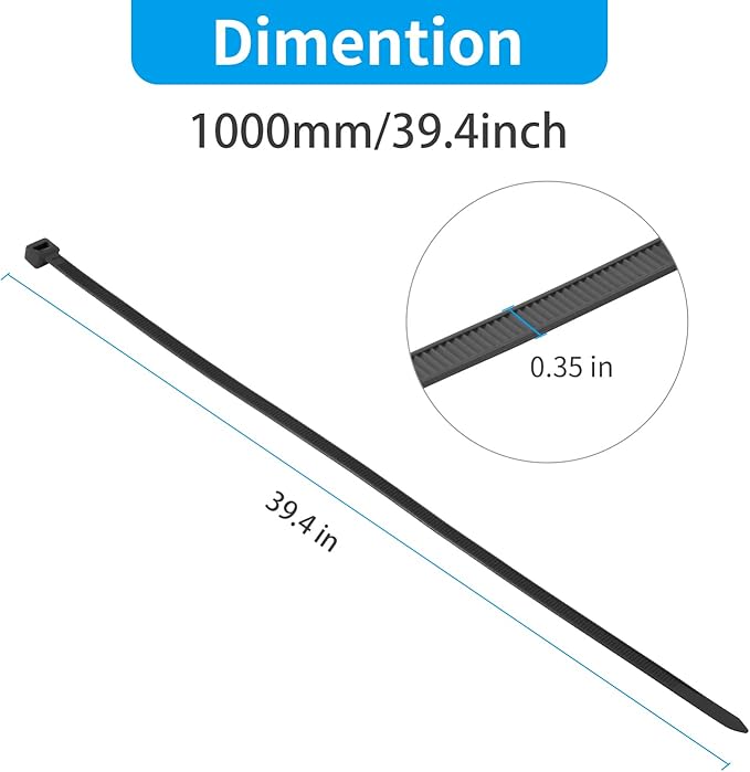 XINGO 48 inch White Zip Ties Heavy Duty 25 PCS,200 LBS Ultra Strong Plastic Wire Ties, Large Cable Ties Extra Long Tie Wraps, Indoor and Outdoor UV Resistant