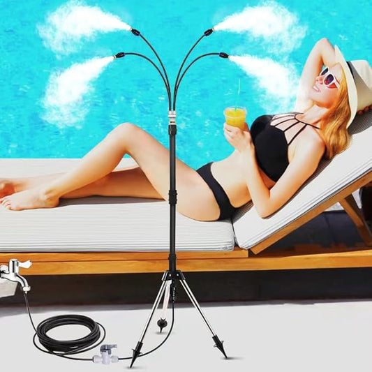 Standing Misters for Outside Outdoor Patio, 3 Adjustable Height,26.2FT Stand Misting System for Cooling Outdoor, Portable Stand Mister for Water Mist Playing, Patio Cooling, Backyard, Porch