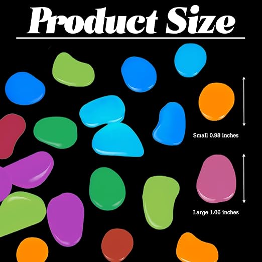 1.4LB 25-27mm Colorful Luminous Stones Fish Tank Glow Rocks Glow in The Dark Rocks Outdoor for Garden Path Walkway Yard Fish Tank Plant Pots