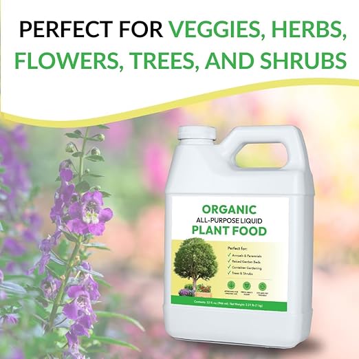 Organic All-Purpose Liquid Plant Food Pump Bundle: for Outdoor Plants, Flower Beds, Veggie Gardens, Container Gardening | Concentrated Liquid Fertilizer Alternative (1 Gallon + Pump, Mixes to 128G)