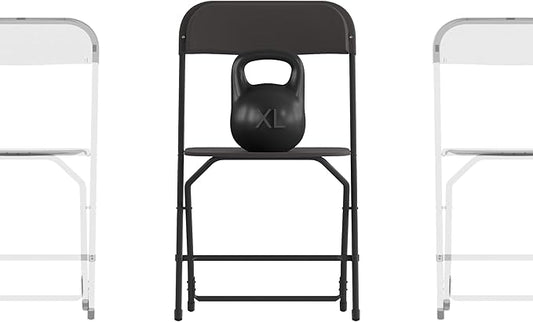 Flash Furniture Hercules Series Big & Tall Stackable Plastic Folding Chairs, Extra Wide Commercial Event Seats, Set of 4, Black