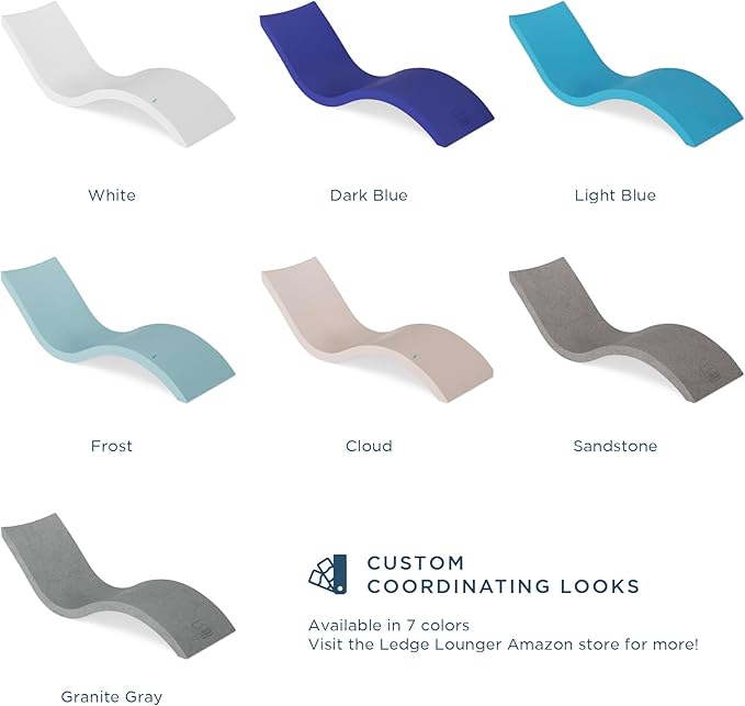 Ledge Lounger - Signature Chaise - Inside Pool & Sun Shelf Lounge Chair - Designed for Shallow Shelves Up to 9” - Compatible with All Pool Types - Poolside & Sun Deck Tanning - Set of 2 - White