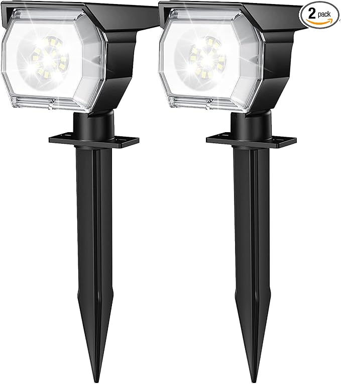 EIUIO Solar Outdoor Lights, 3 Lighting Modes Solar Spot Lights Outdoor with Auto On/Off, Waterproof Landscape Lighting for Garden Yard Pathway