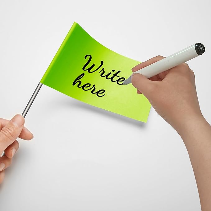 Zozen 100Pack Green Marking Flags, Writable/15x4x5 Inch, Yard Flags for Lawn & Irrigation & Landscape & Sprinkler & Survey & Dog Training.