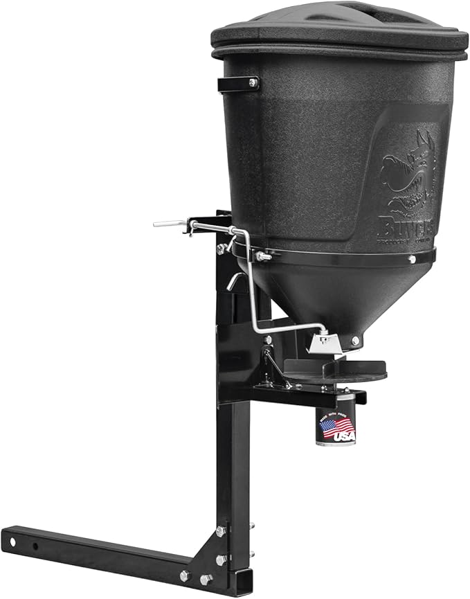 Buyers Products UTVS16 UTV Broadcast Spreader For Salt, Grass Seed, Fertilizer, Deer Feeder Seed and More, 150 lb. Capacity with Lid, UTV All Season Spreader