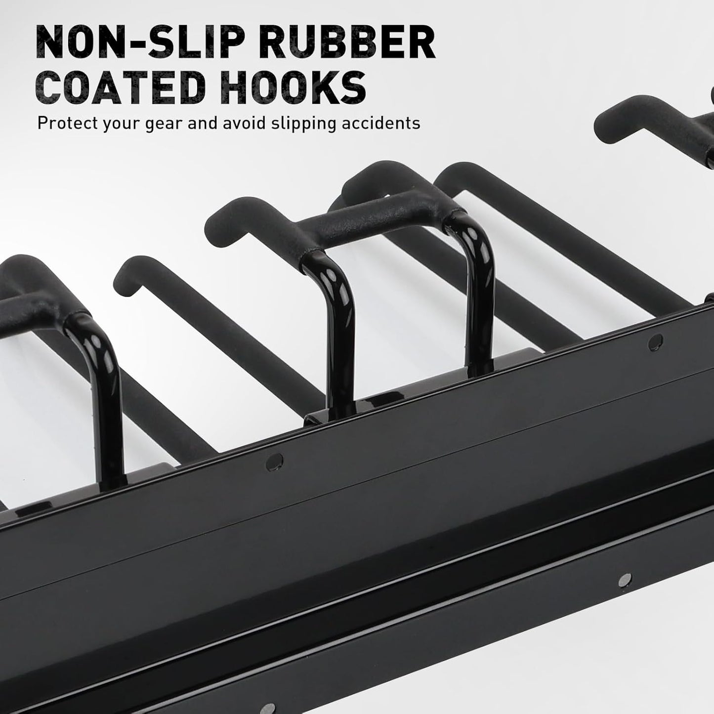 ELEAD 48 Inches Garage Storage, Garage Organization, Garden Tool Organizer Wall Mount, 9 Adjustable Heavy Duty Metal Hooks, Holds Up to 730 lbs, Yard Tool Organizer for Garden, Yard, and Shed