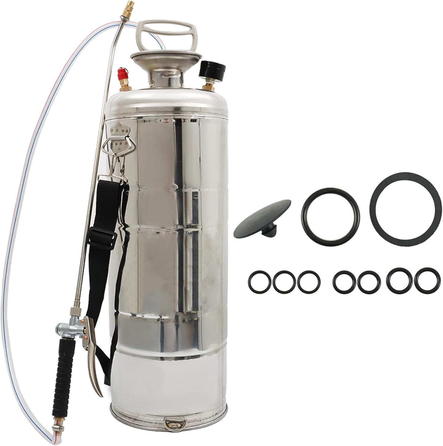 3 Gallon Stainless Steel Sprayer Hand Pump Sprayer with Pressure Gauge Safety Valve Adjustable Nozzle for Gardening Lawn and Cleaning